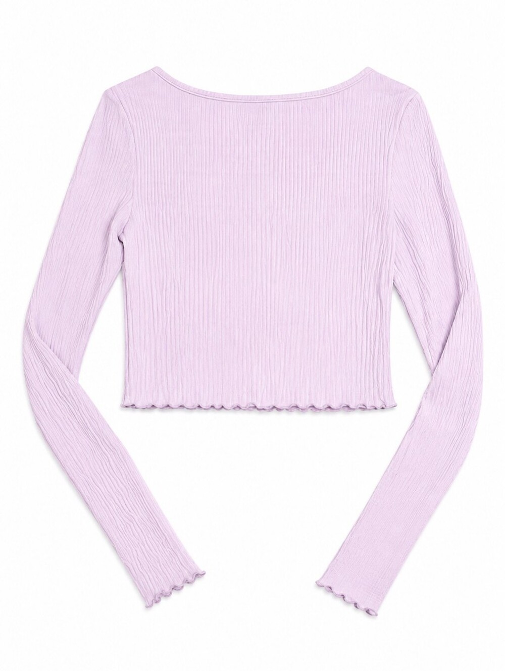 Divided Lilac Ribbed V-Neck Long Sleeve Button Crop - Picture 4 of 7